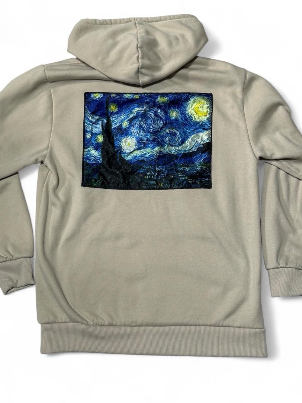 Super Massive Vincent Van Gogh Starry Night Embroidered Hoodie XL Cream